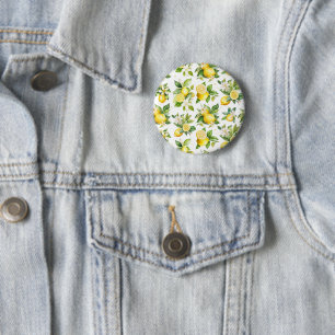 Lemon Mönster, Lemon Flowers, Löv, Citrus Knapp