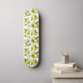 Lemon Mönster, Lemon Flowers, Löv, Citrus Mini Skateboard Bräda 18,5 Cm