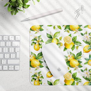 Lemon Mönster, Lemon Flowers, Löv, Citrus Musmatta