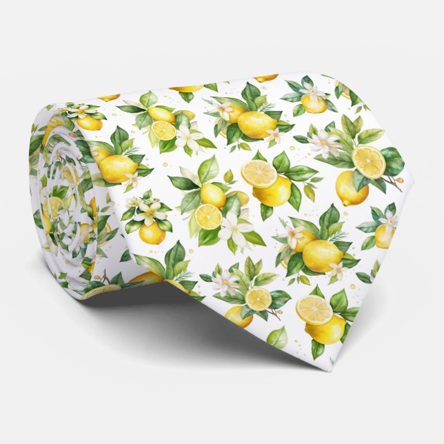 Lemon Mönster, Lemon Flowers, Löv, Citrus Slips (Rullad)