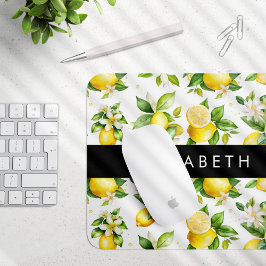 Lemon Mönster, Lemon Flowers, Löv, ditt namn Musmatta