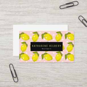 Lemon Mönster Polka Dot Rosa Affärskort Visitkort