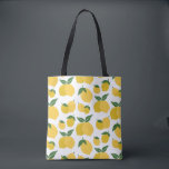 Lemon Mönster Retro Fruit Gult on White Tygkasse<br><div class="desc">Retro Fruit Print - Lemon Mönster - Gult on White.</div>