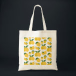 Lemon Mönster Retro Fruit Gult on White Tygkasse<br><div class="desc">Retro Fruit Print - Lemon Mönster - Gult on White.</div>