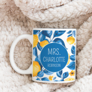 Lemon Mönster Tropical Fruit Anpassningsbar par Na Kaffemugg