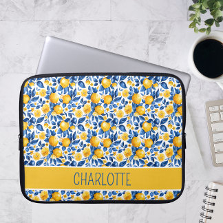 Lemon Mönster Tropical Fruit Personlig Namn Laptop Fodral