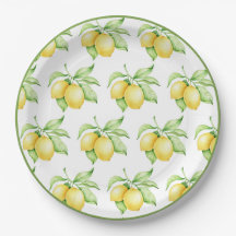 Lemon Mönster Watercolor Simple Grönt Trim