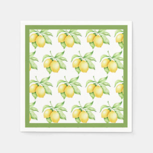 Lemon Mönster Watercolor Simple Grönt Trim Pappersservett