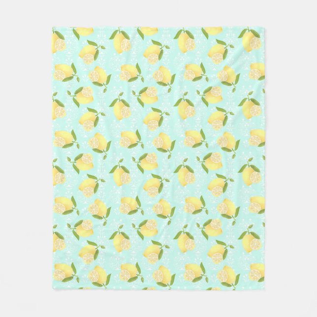 Lemon Motif Kärlek Blue Fleecefilt (Framsidan)