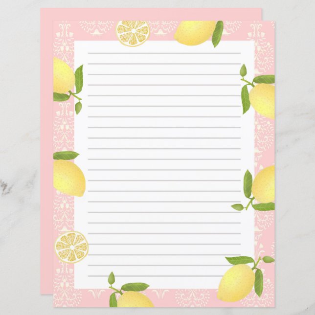 Lemon Motif Kärlek Peach (Fram/baksida)