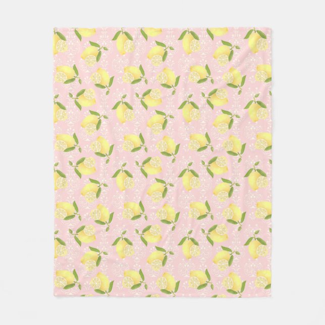 Lemon Motif Kärlek Peach Fleecefilt (Framsidan)