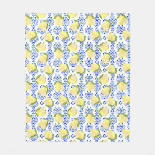 Lemon Motif Kärlek White Fleecefilt