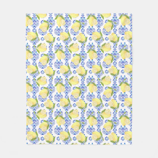 Lemon Motif Kärlek White Fleecefilt (Framsidan)