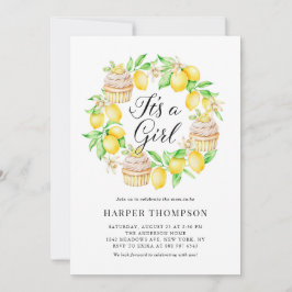 Lemon Muffinss andedräkt Det är en flicka Babyskor Inbjudningar