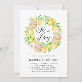 Lemon Muffinss andedräkt Det är en pojkvän-babysko Inbjudningar