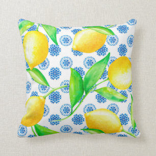 Lemon och Azulejos Blue och White Kudde
