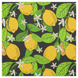 Lemon och Blommar Intense Färg Tyg