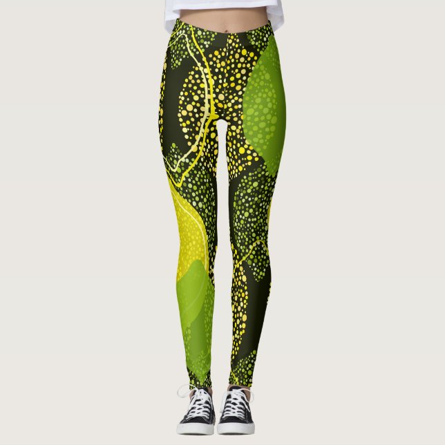 Lemon och kalk, sömlös mönster. leggings (Framsida)