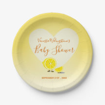 Lemon och Lemon Slice Baby Shower Heart Gult