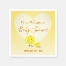 Lemon och Lemon Slice Baby Shower Heart Gult