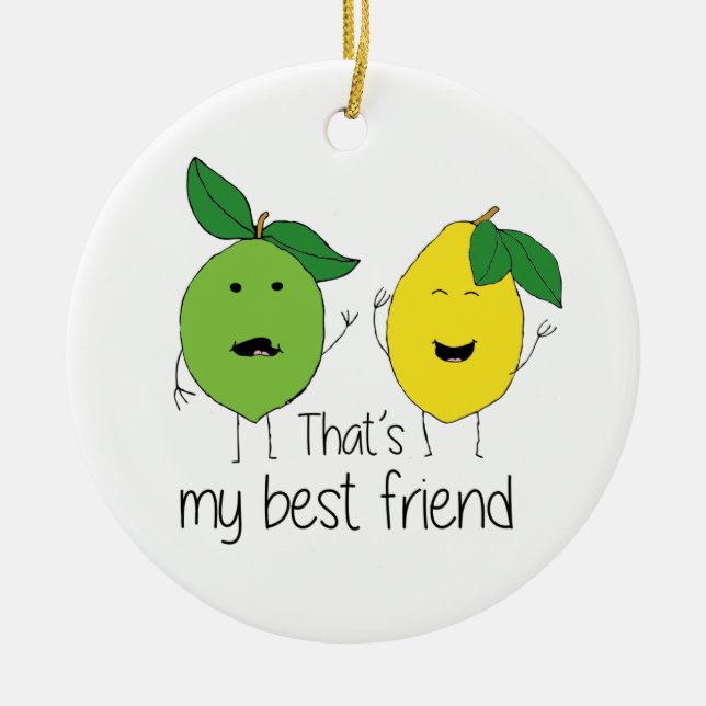 Lemon och Lime Best Friends BFF Lemon Art Besties Julgransprydnad Keramik (Framsidan)
