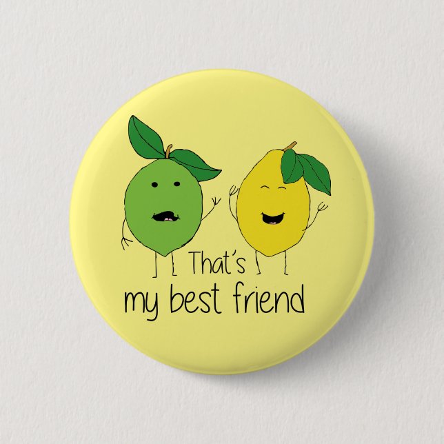 Lemon och Lime Best Friends BFF Lemon Art Besties Knapp (Framsida)
