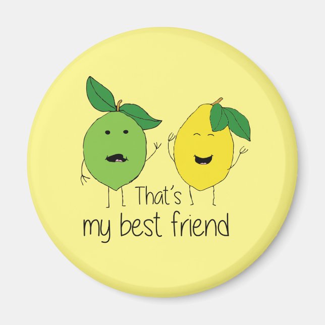 Lemon och Lime Best Friends BFF Lemon Art Besties Magnet (Framsidan)