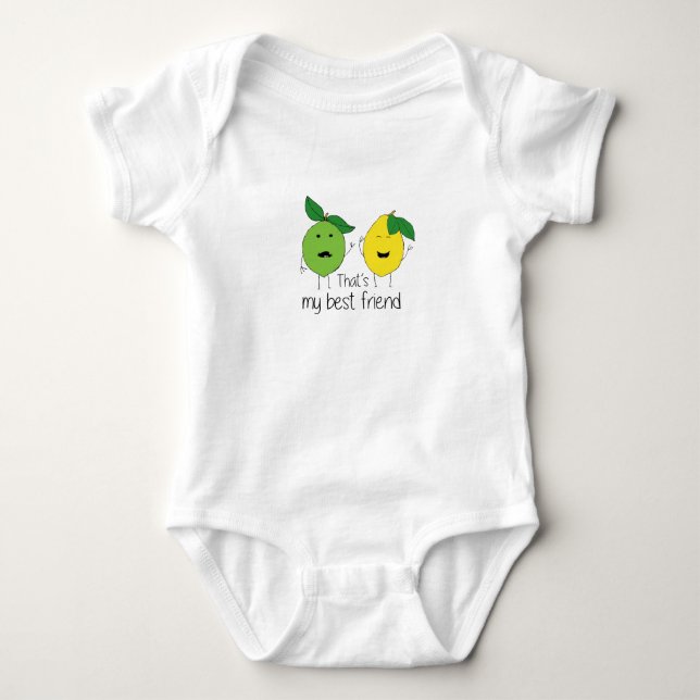 Lemon och Lime Best Friends BFF Lemon Art Besties T-shirt (Framsida)