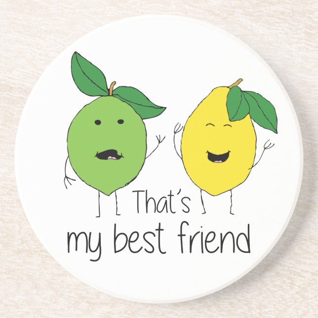 Lemon och Lime Best Friends BFF Lemon Art Besties Underlägg Sandsten (Framsidan)