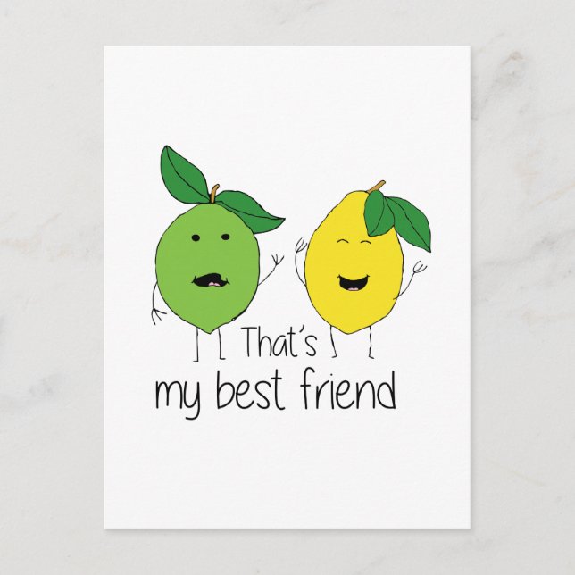 Lemon och Lime Best Friends BFF Lemon Art Besties Vykort (Framsida)