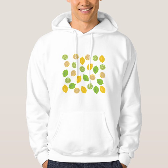 Lemon och Lime Mönster Hoodie (Framsida)