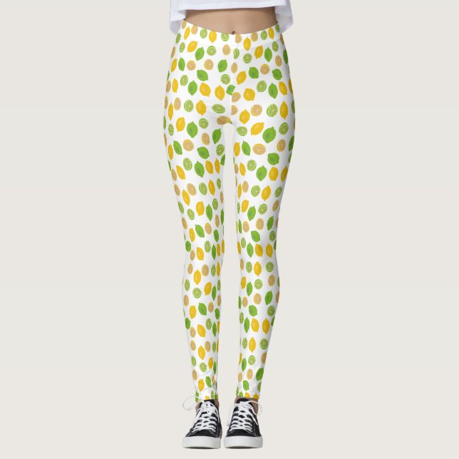 Lemon och Lime Mönster Leggings (Framsida)