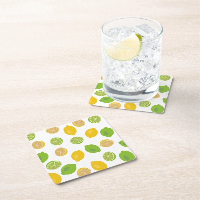 Lemon och Lime Mönster Underlägg Papper Kvadrat (Insitu)