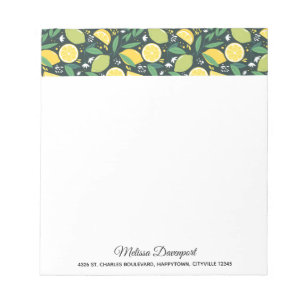 Lemon och Limes Fruit Mönster i Grönt och Gult Anteckningsblock