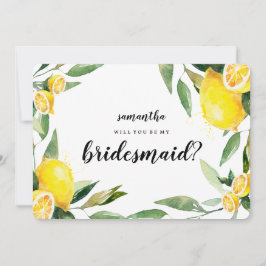 Lemon och Löv kommer du att bli mitt Bridesmaid-ko Inbjudningar