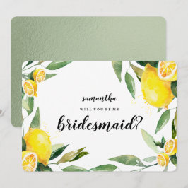 Lemon och Löv kommer du att bli mitt Bridesmaid-ko Inbjudningar