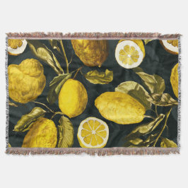 Lemon och Löv Mönster V Filt