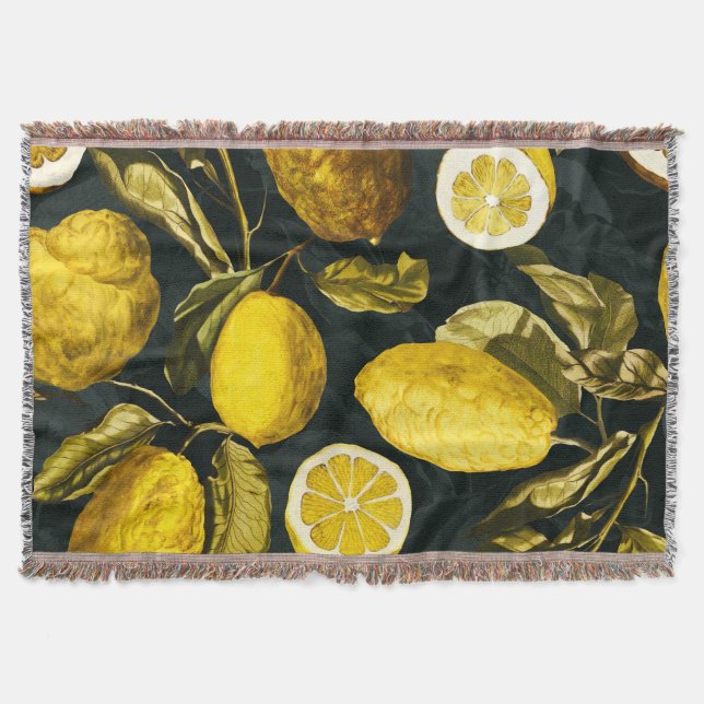 Lemon och Löv Mönster V Filt (Framsidan)