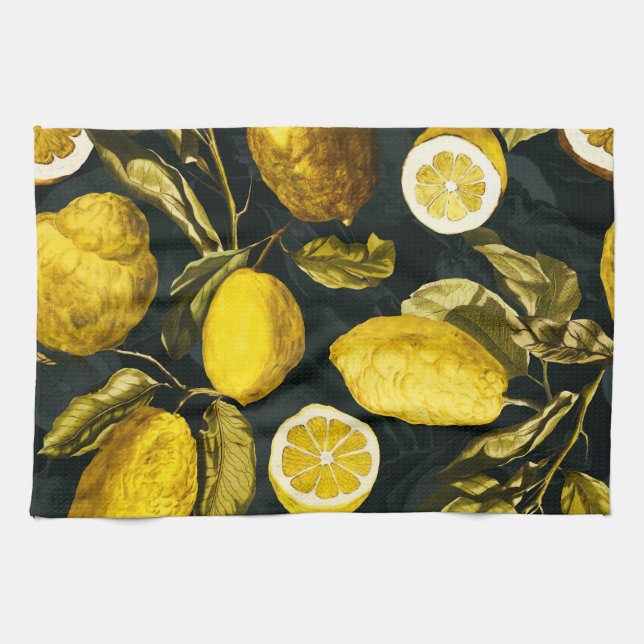 Lemon och Löv Mönster V Kökshandduk (Horisontell)