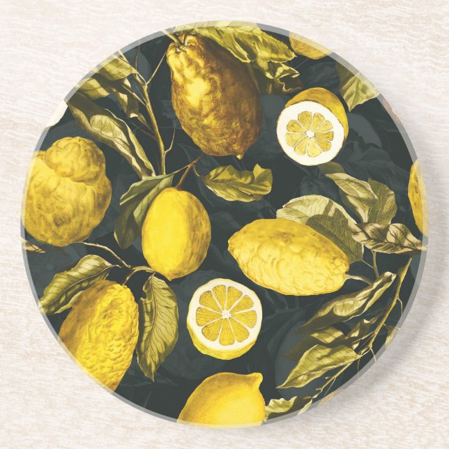 Lemon och Löv Mönster V Underlägg (Framsidan)