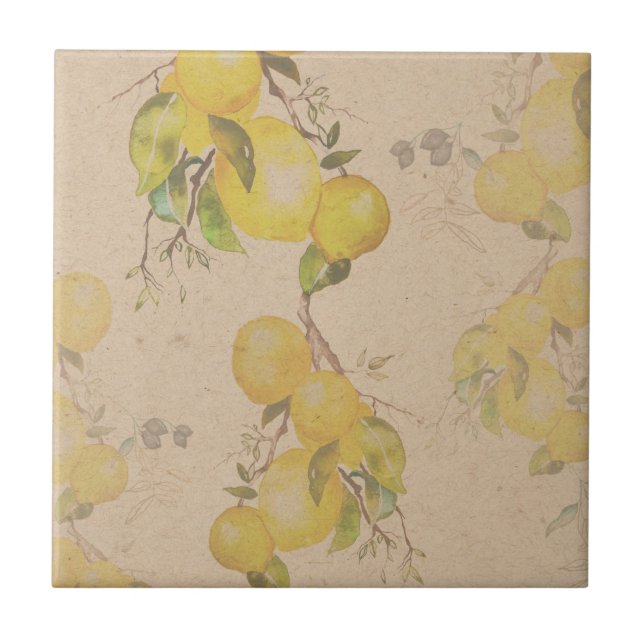 Lemon och Olive Ceramic Tile Kakelplatta (Framsidan)