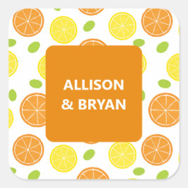 Lemon och Orange Bröllop eller Möhippa Gift Fyrkantigt Klistermärke