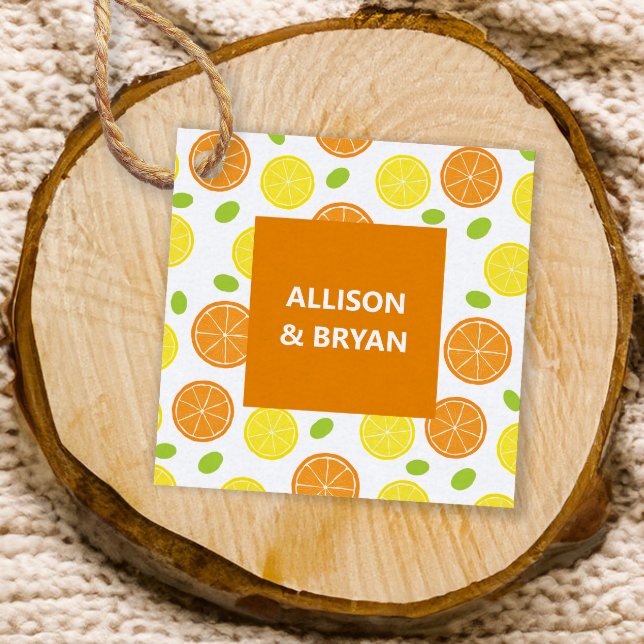 Lemon och Orange Bröllop eller Möhippa Gift Gåvor Etiketter (Skapare uppladdad)