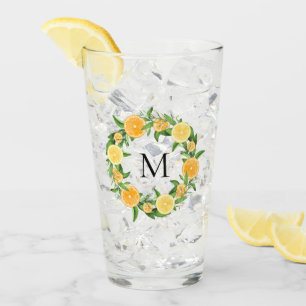 Lemon och Orange Segment Utandningsfärg Monogram Glaskopp