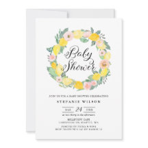 Lemon och Rosa ros Möhippa Inbjudan