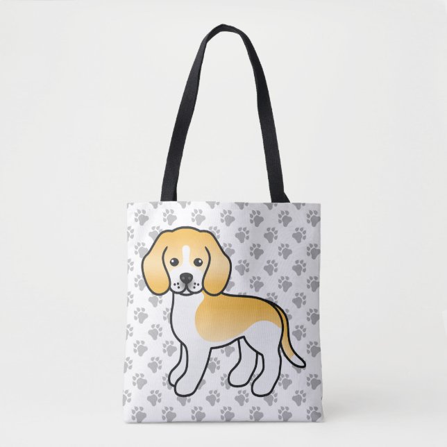 Lemon och vit Beagle Tecknad hund & tassar Tygkasse (Framsida)