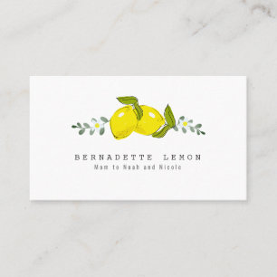 Lemon och vit blomma, enkel Mamma Visitkort