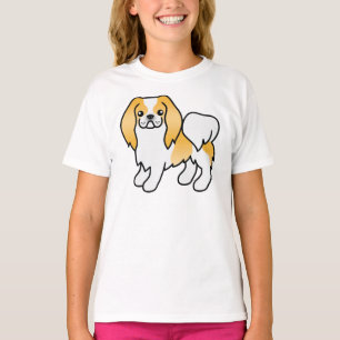Lemon Och Vit Japansk Chin Söt Tecknad Hund T Shirt