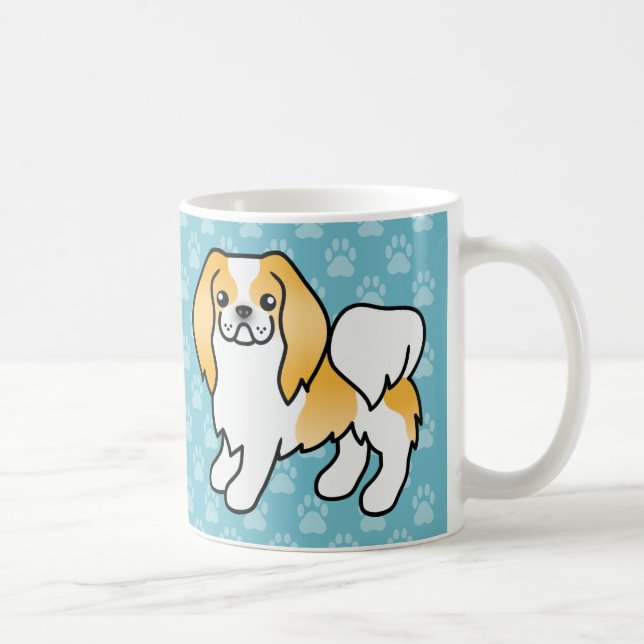 Lemon Och Vit Japansk Chin Tecknad Hund Kaffemugg (Höger)