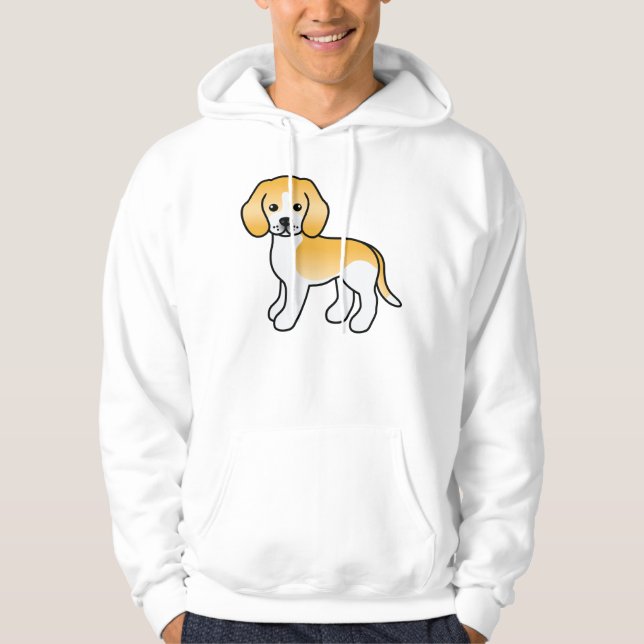 Lemon Och Vit Söt Tecknad Beagle Hund Hoodie (Framsida)